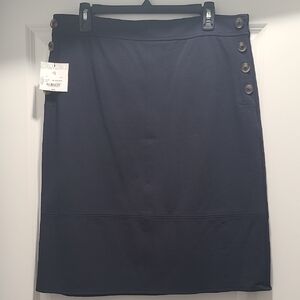 Liz Claiborne Navy Button-Accent Pencil Skirt